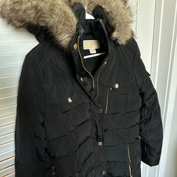 Michael Kors Women's Faux-Fur-Trim Hooded Puffer Coat - Picture 6 of 8